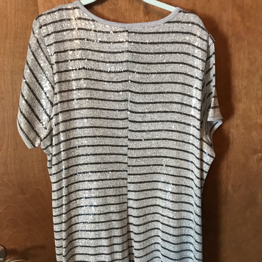Torrid Silver and Black Sequin Striped Midi Dress - Picture 3 of 4